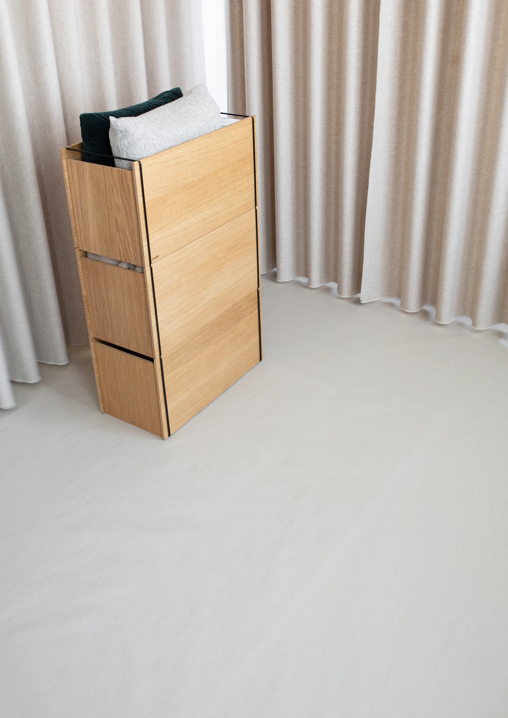 Boîte de rangement en chêne 33x60 cm, Bois, noir MOEBE