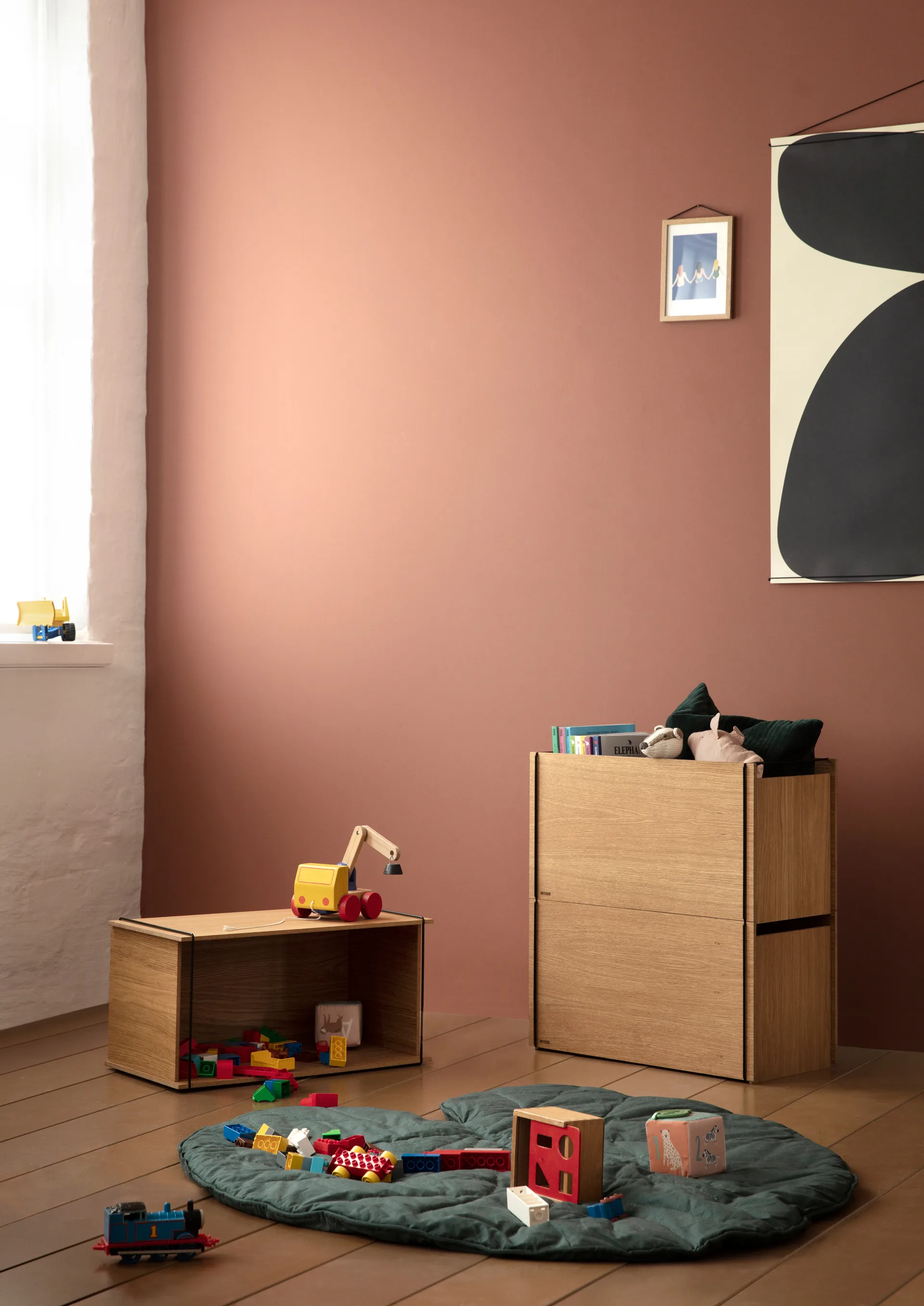 Boîte de rangement en chêne 33x60 cm, Bois, noir MOEBE