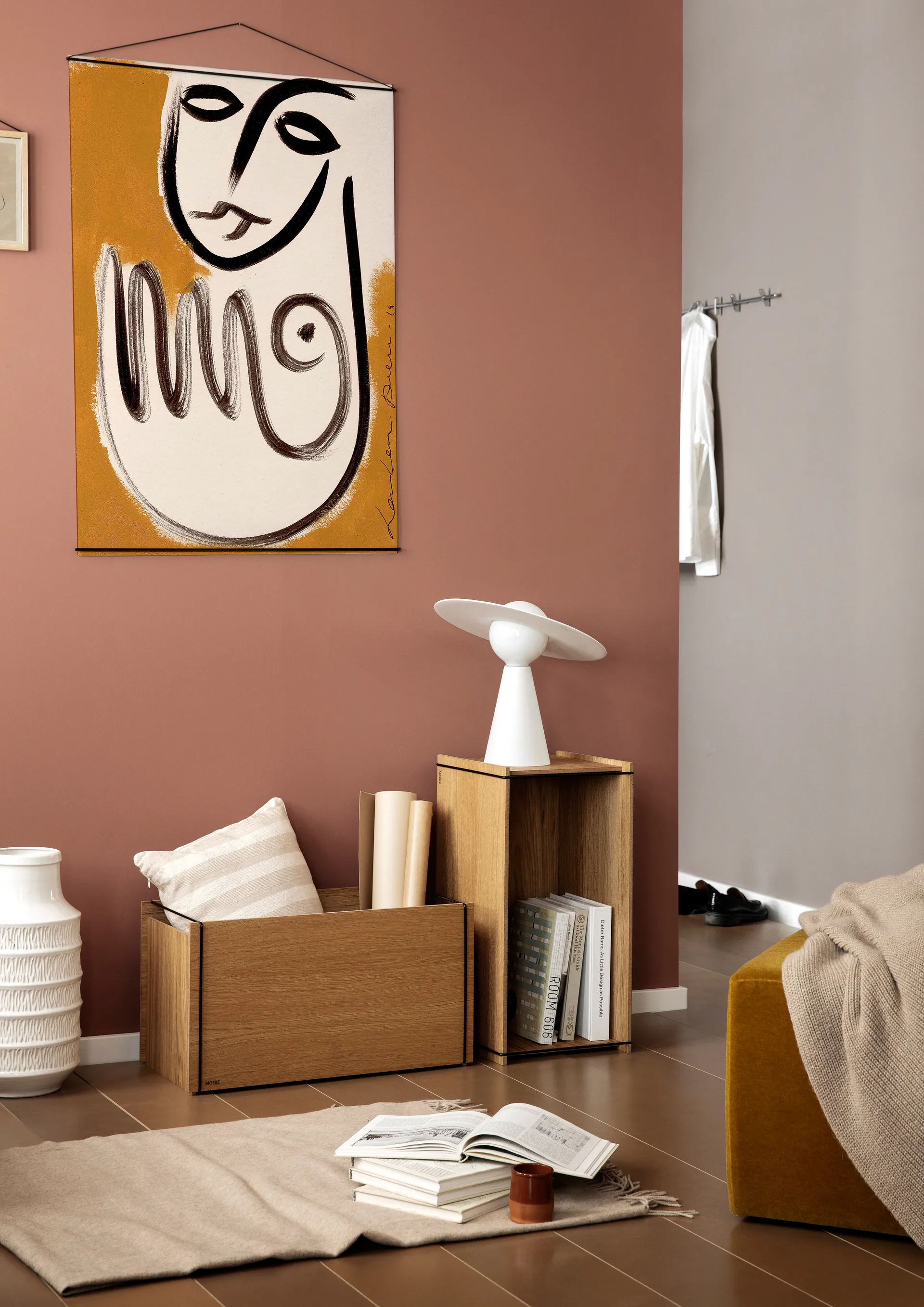 Boîte de rangement en chêne 33x60 cm, Bois, noir MOEBE
