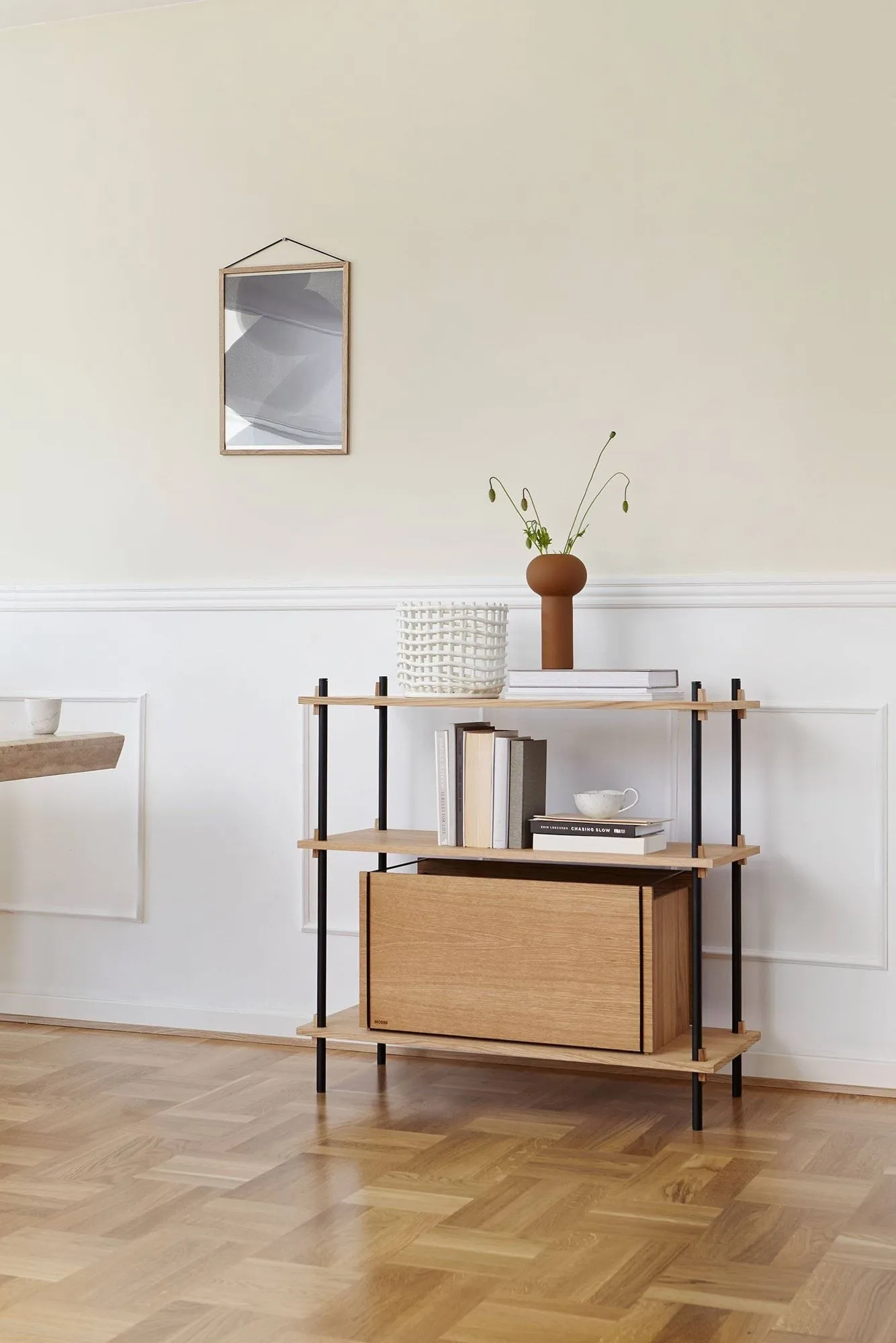 Boîte de rangement Moebe, Chêne fumé-acier inoxydable, 33x60x31 cm MOEBE