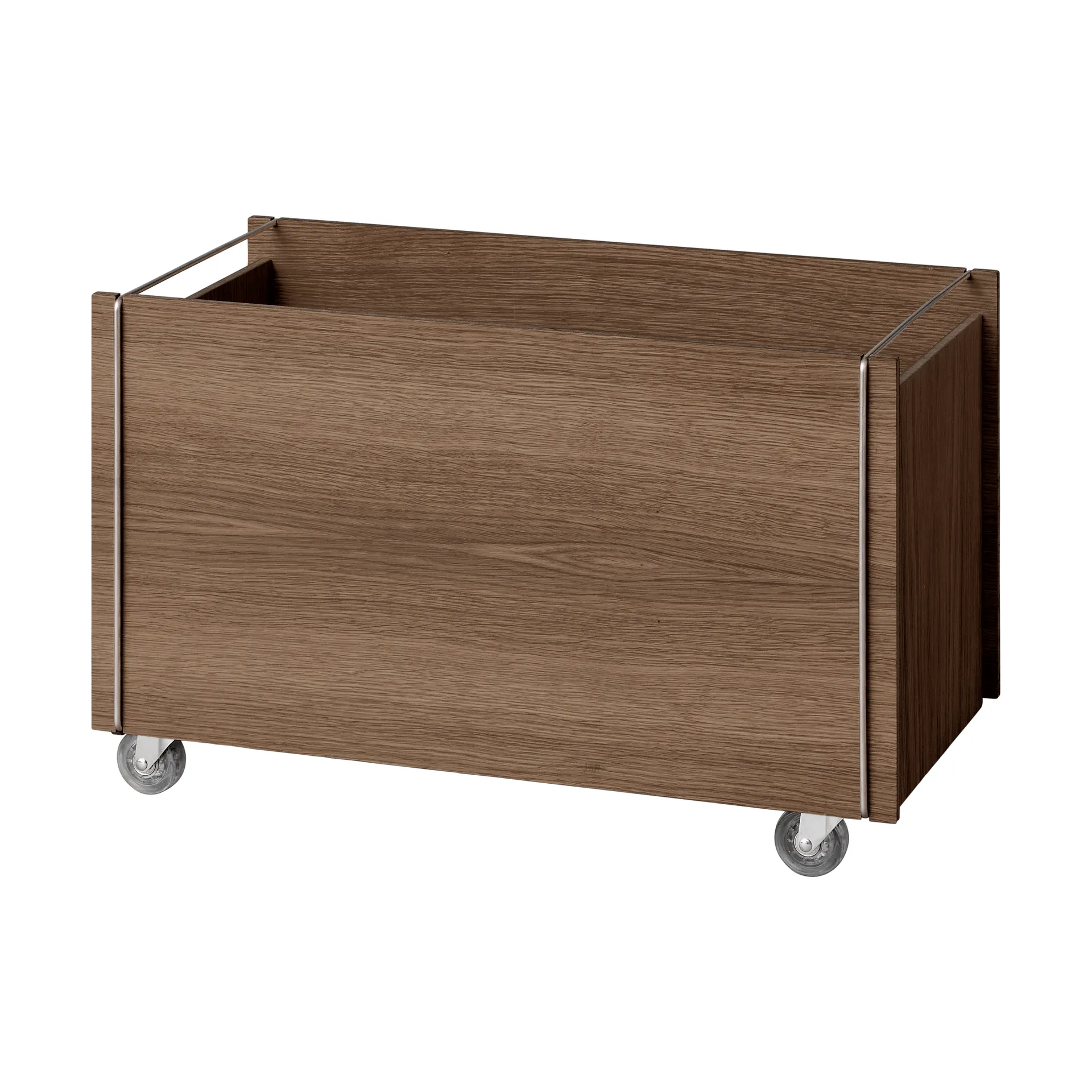 Boîte de rangement Moebe, Chêne fumé-acier inoxydable, avec roulettes, 33x60x31 cm MOEBE