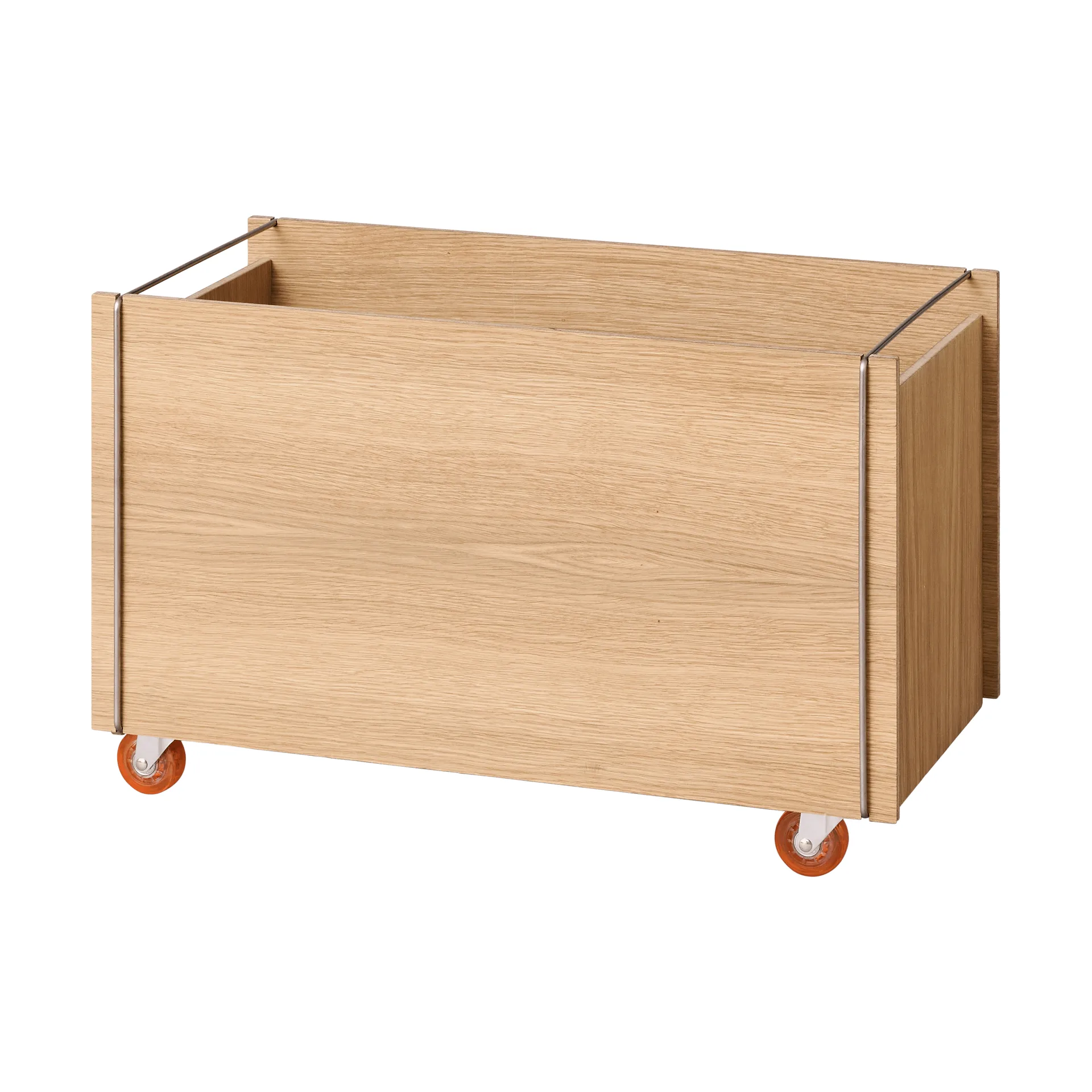 Boîte de rangement Moebe, Chêne huilé-acier inoxydable, avec roulettes, 33x60x31 cm MOEBE