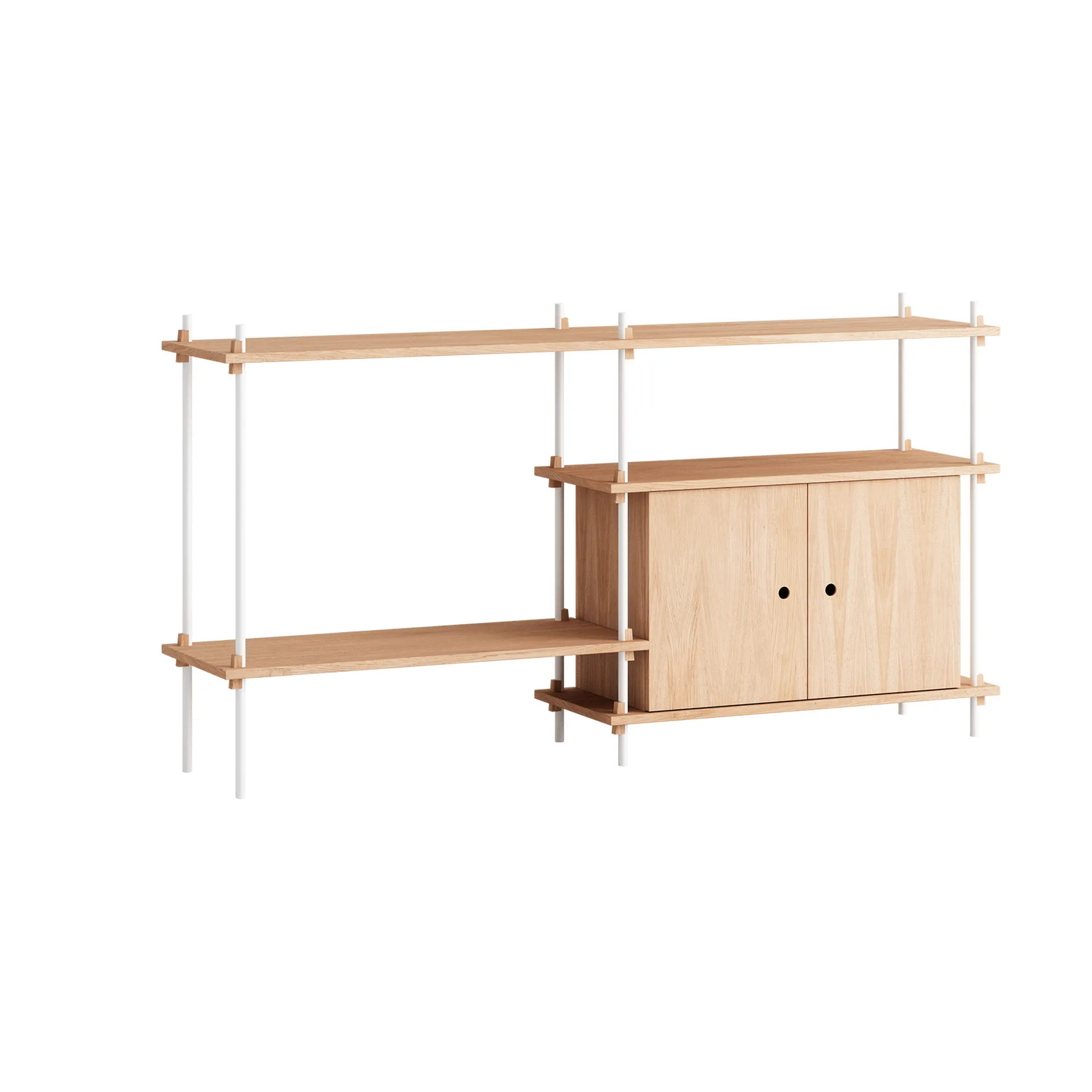 Étagère avec armoire Shelving System, Chêne blanc, 163x85x35 cm, S.85.2.C MOEBE