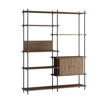 Étagère avec armoire Shelving System - Chêne fumé-black, 163x200x35 cm, S.200.2.C - MOEBE
