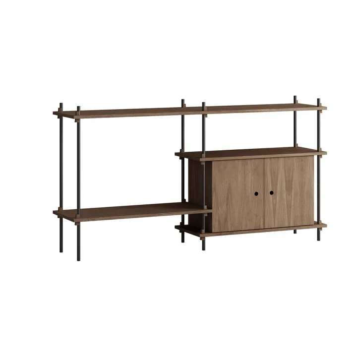Étagère avec armoire Shelving System - Chêne fumé-black, 163x85x35 cm, S.85.2.C - MOEBE