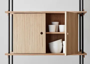 Étagère avec armoire Shelving System - Chêne fumé-warm grey, 163x200x35 cm, S.200.2.C - MOEBE