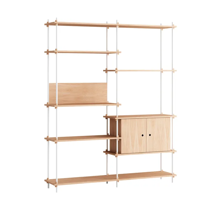 Étagère avec armoire Shelving System - Chêne-white, 163x200x35 cm, S.200.2.C - MOEBE