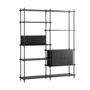 Étagère avec armoire Shelving System - Noir, 163x200x35 cm, S.200.2.C - MOEBE