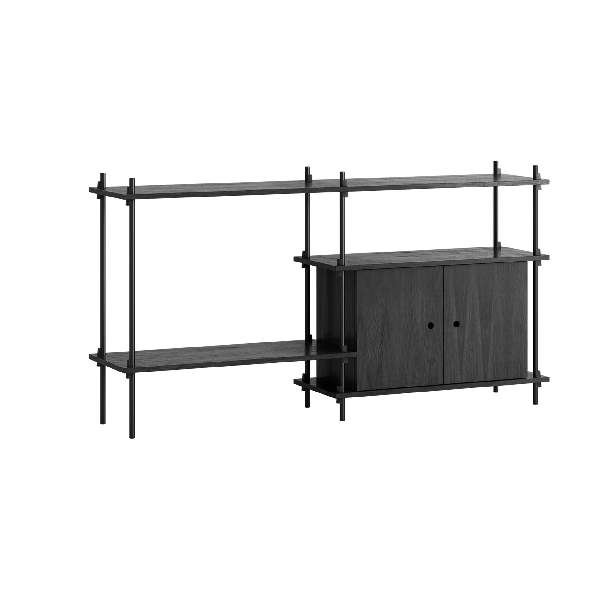 Étagère avec armoire Shelving System, Noir, 163x85x35 cm, S.85.2.C MOEBE