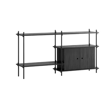 Étagère avec armoire Shelving System - Noir, 163x85x35 cm, S.85.2.C - MOEBE