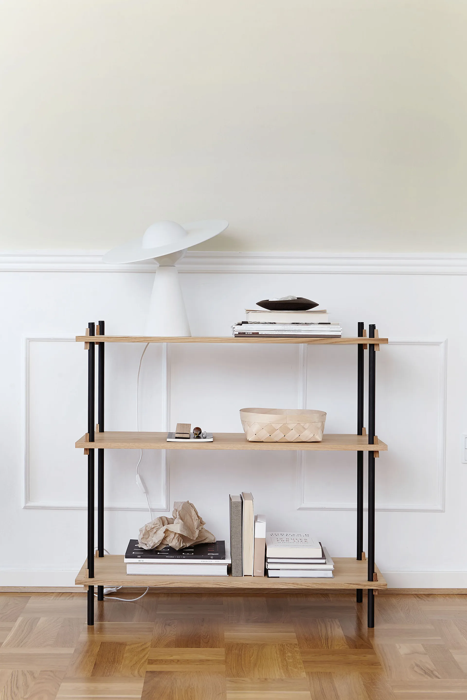 Étagère Shelving System classic, Chêne fumé-black, 86x115x35 cm, S.115.1.A MOEBE