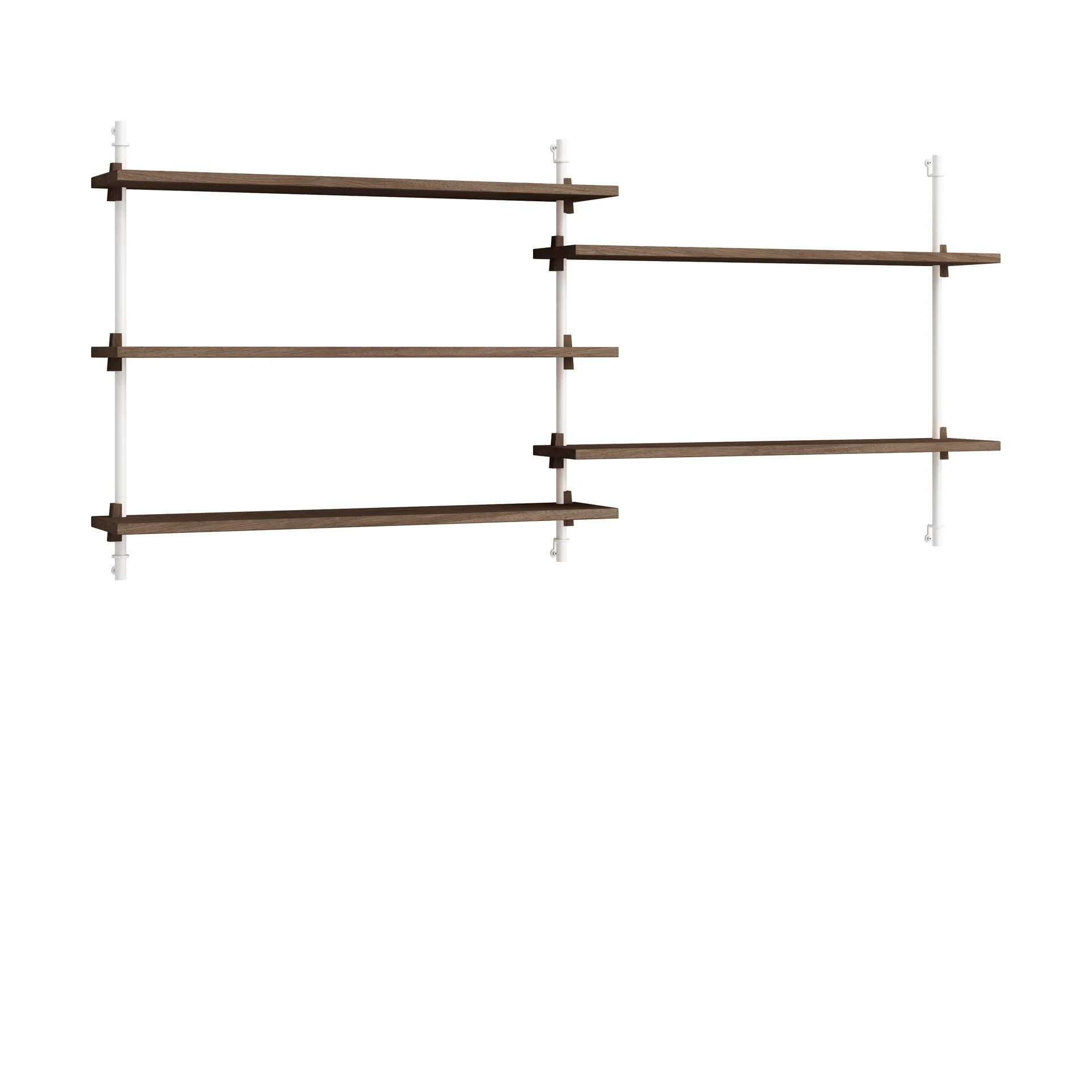 Moebe wall shelving ws.65.2.B, Chêne fumé-blanc MOEBE