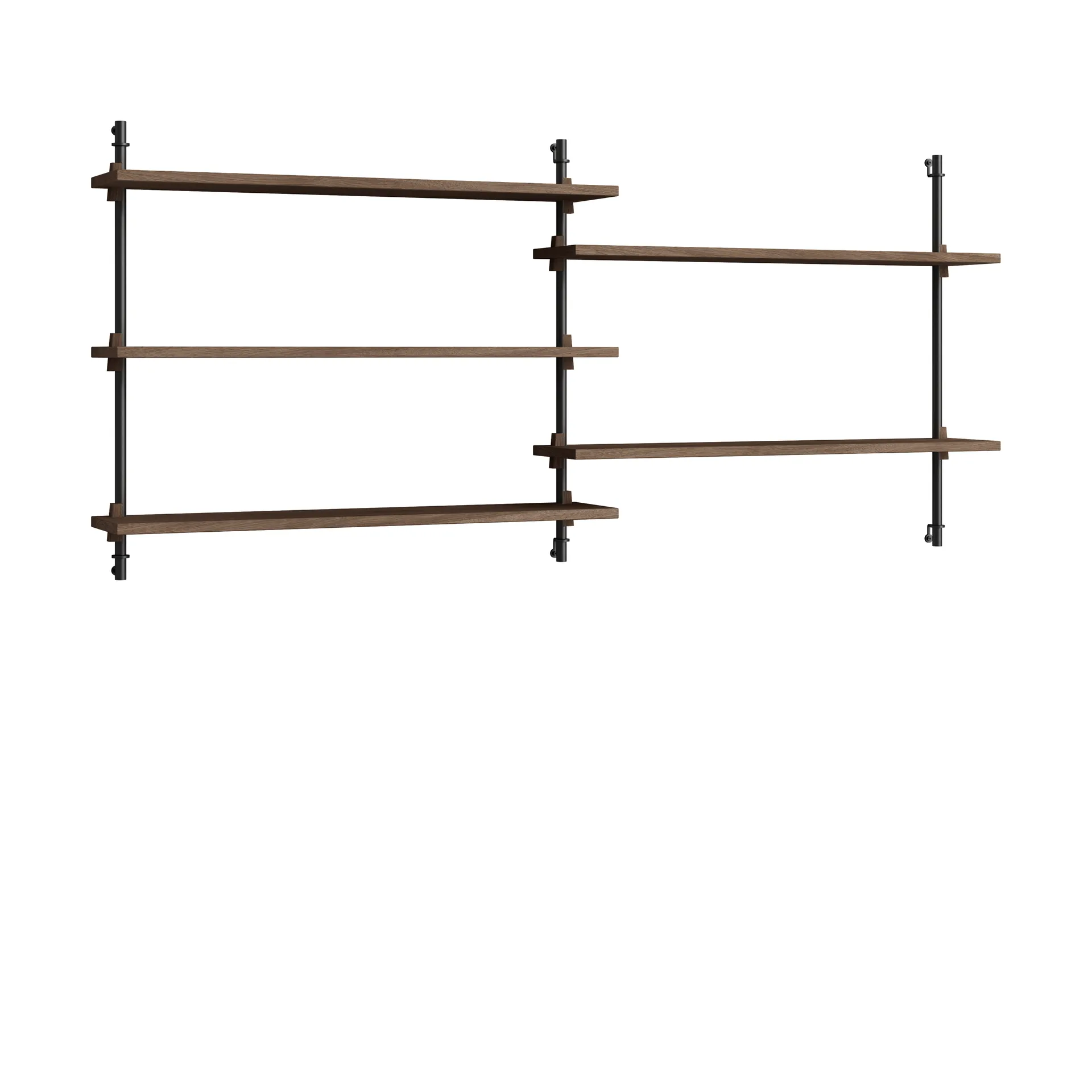 Moebe wall shelving ws.65.2.B, Chêne fumé-noir MOEBE