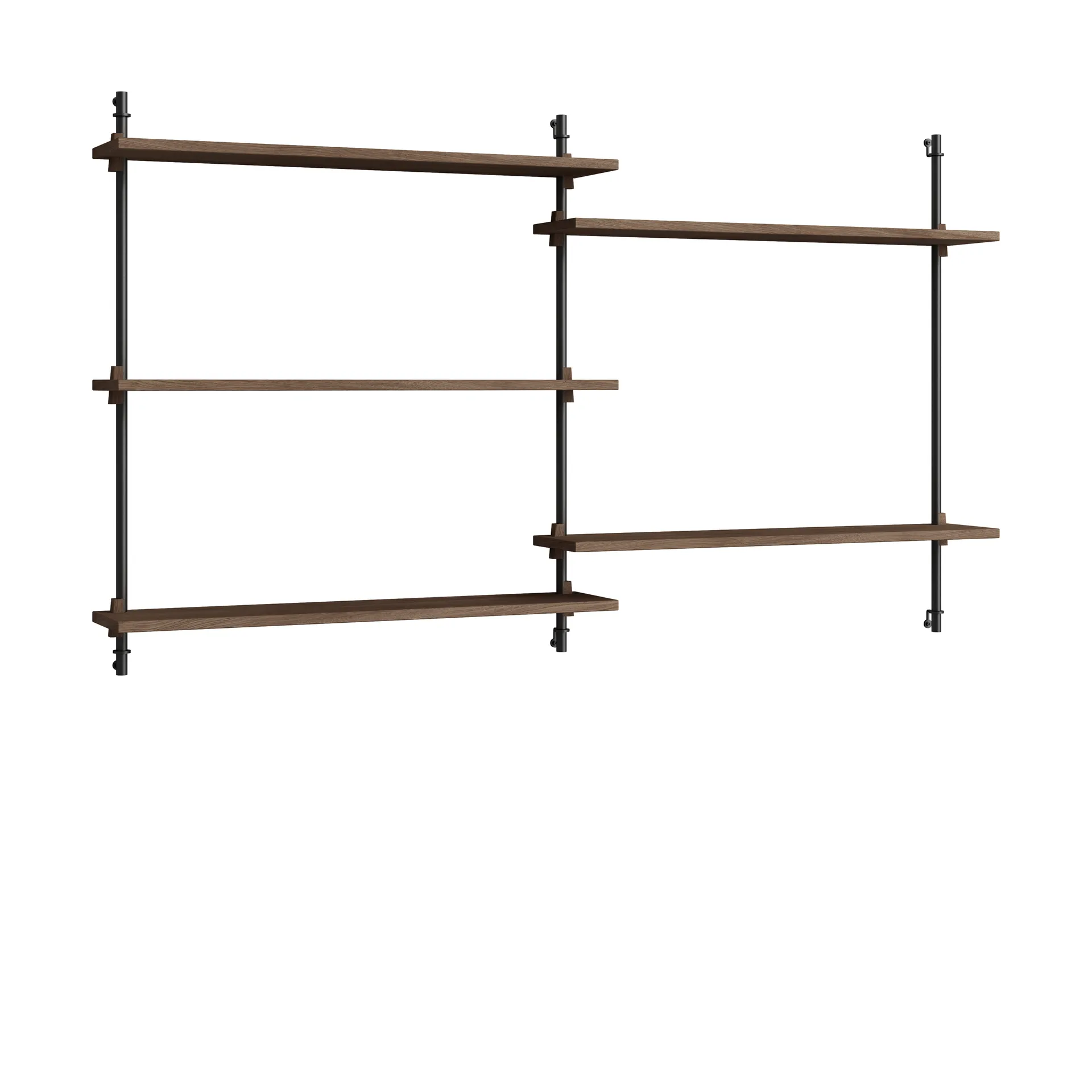 Moebe wall shelving ws.85.2.B, Chêne fumé-noir MOEBE