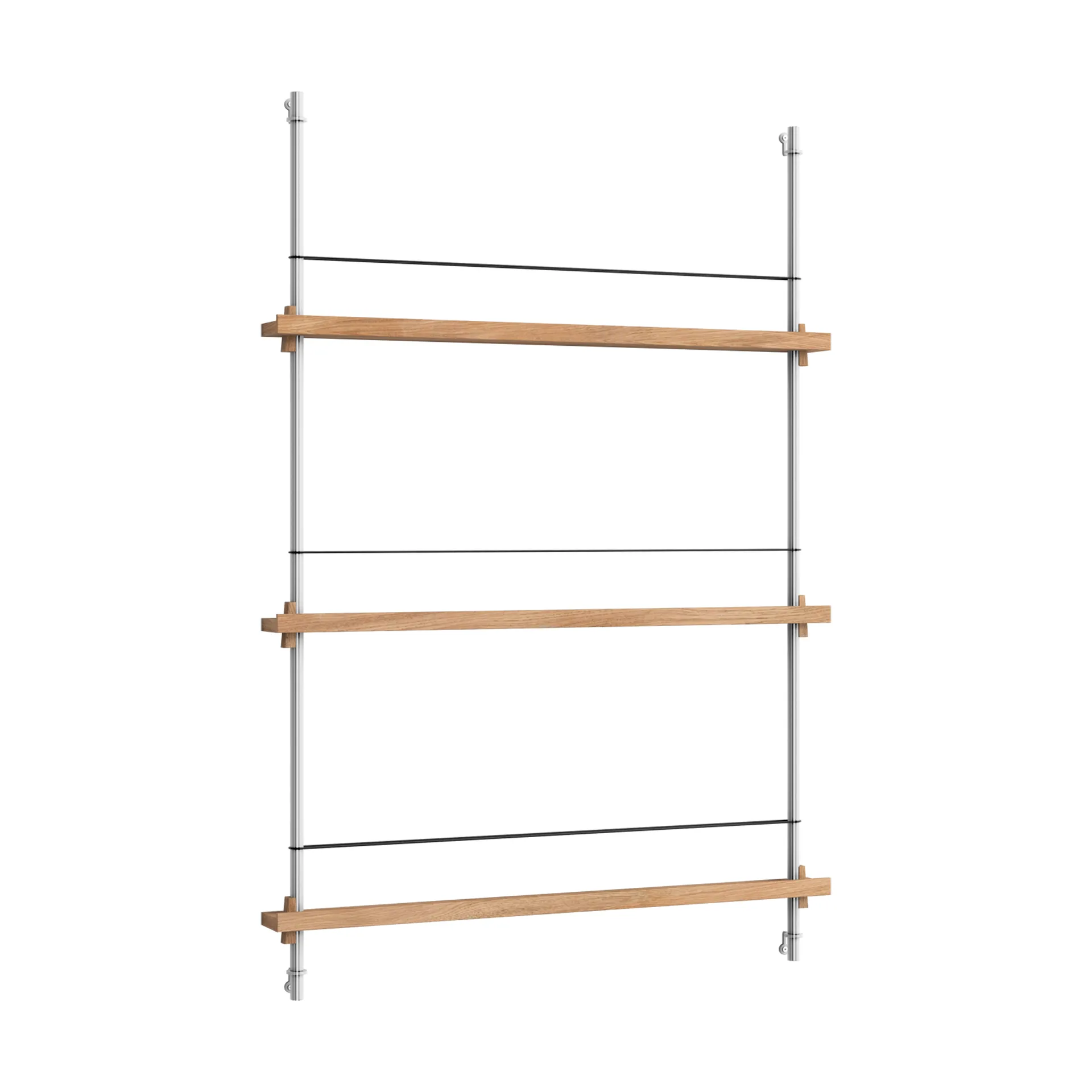 Porte-revues Magazine Shelving, Chêne-acier inoxydable, 85x115x7 cm, MS.115.1 MOEBE