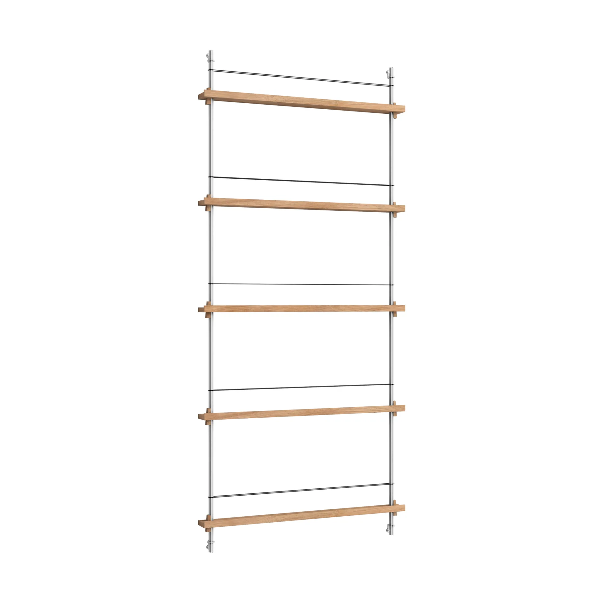 Porte-revues Magazine Shelving, Chêne-acier inoxydable, 85x180x7 cm, MS.180.1 MOEBE