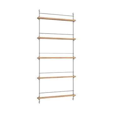 Porte-revues Magazine Shelving - Chêne-acier inoxydable, 85x180x7 cm, MS.180.1 - MOEBE