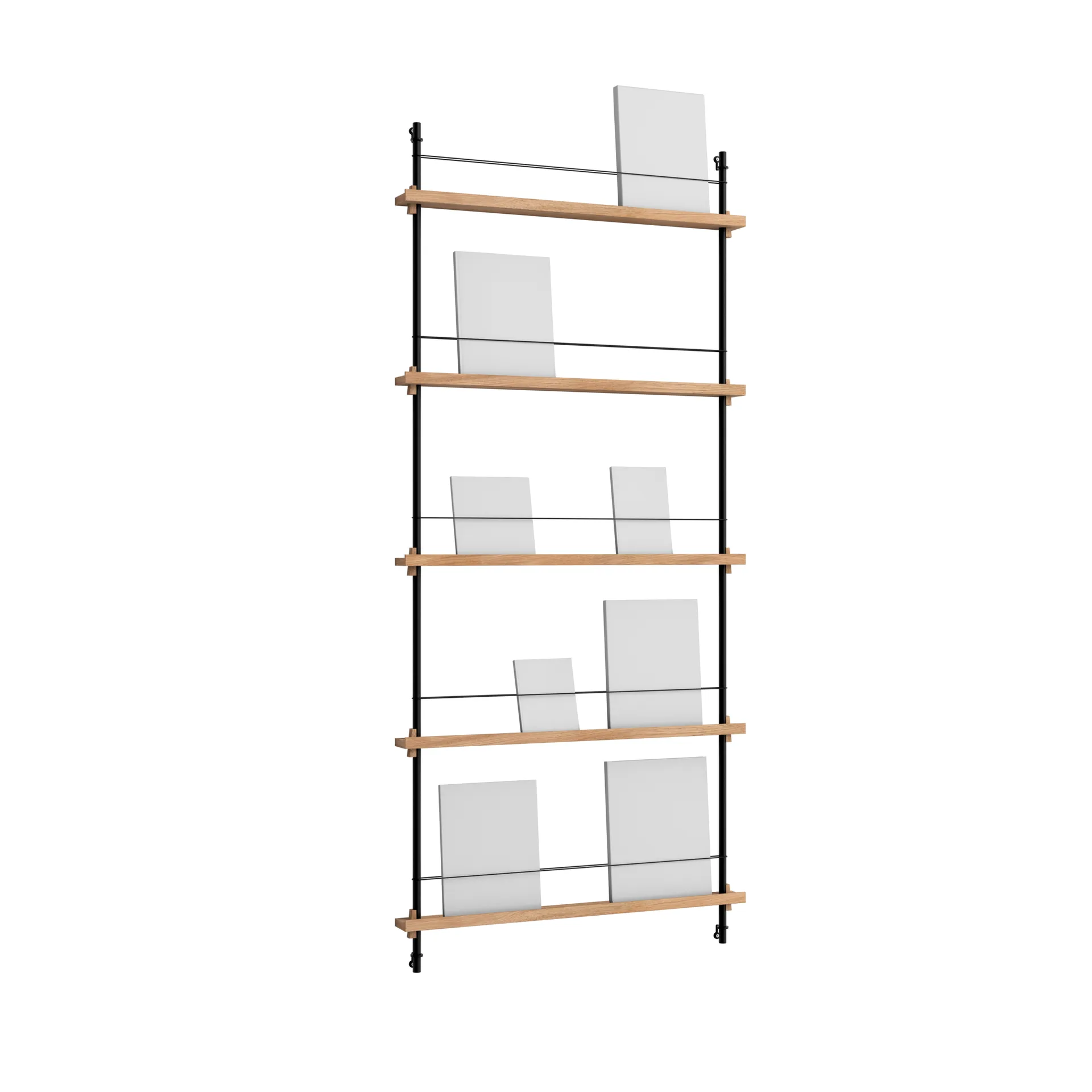 Porte-revues Magazine Shelving, Chêne-black, 85x180x7 cm, MS.180.1 MOEBE
