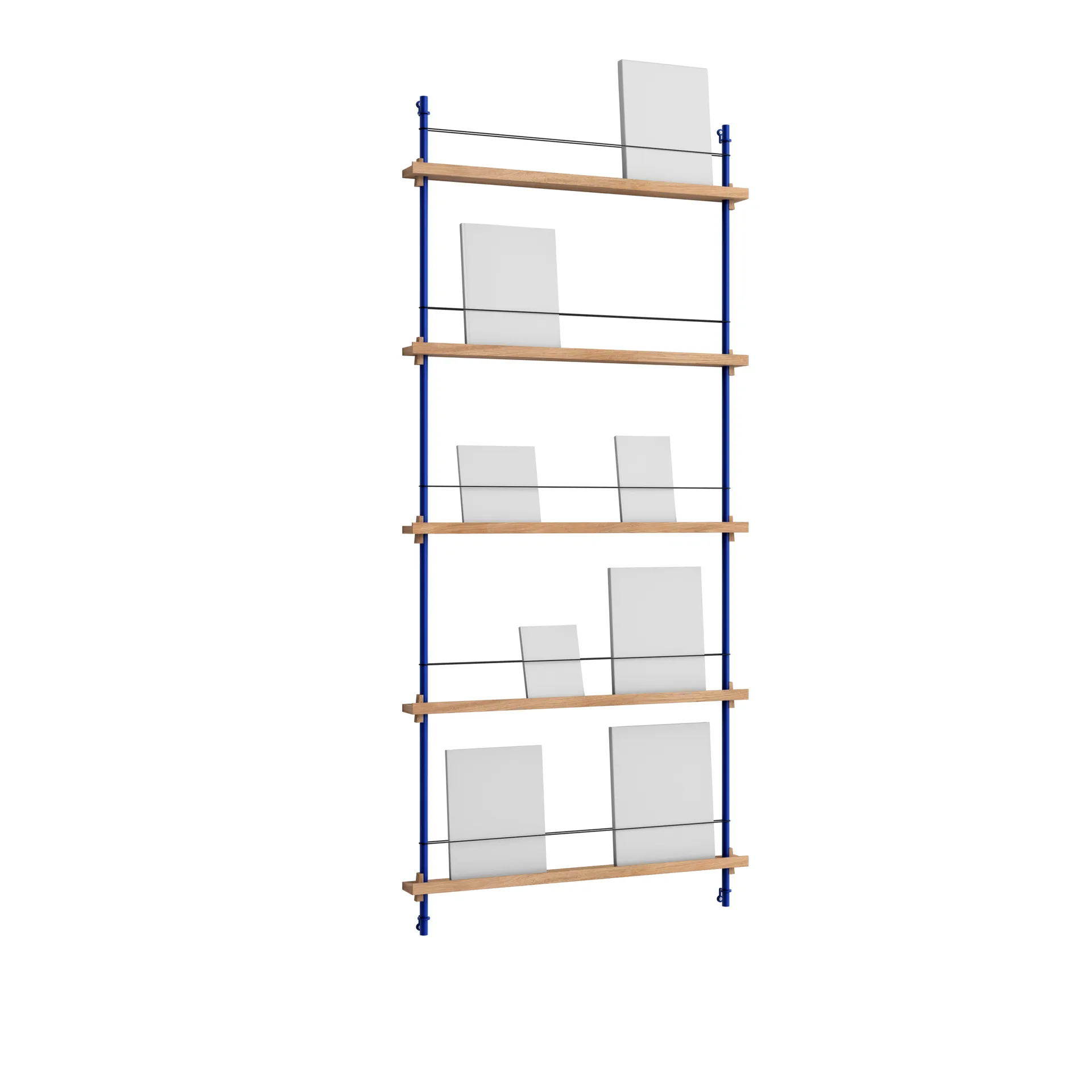 MOEBE Porte-revues Magazine Shelving Chêne-deep blue, 85x180x7 cm, MS.180.1