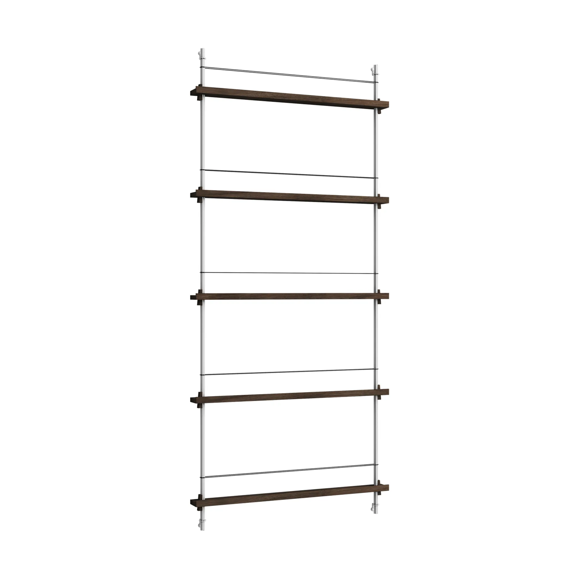 Porte-revues Magazine Shelving, Chêne fumé-acier inoxydable, 85x180x7 cm, MS.180.1 MOEBE