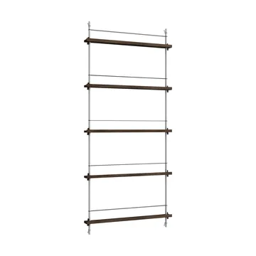Porte-revues Magazine Shelving - Chêne fumé-acier inoxydable, 85x180x7 cm, MS.180.1 - MOEBE
