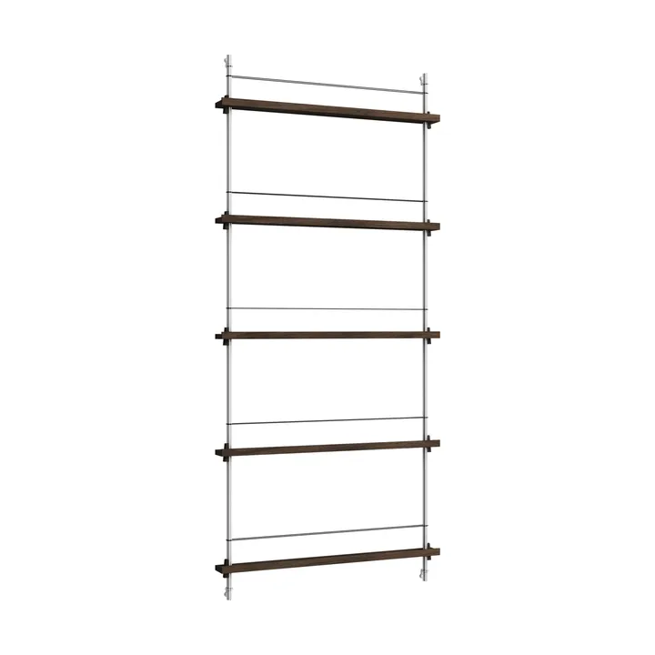 Porte-revues Magazine Shelving - Chêne fumé-acier inoxydable, 85x180x7 cm, MS.180.1 - MOEBE