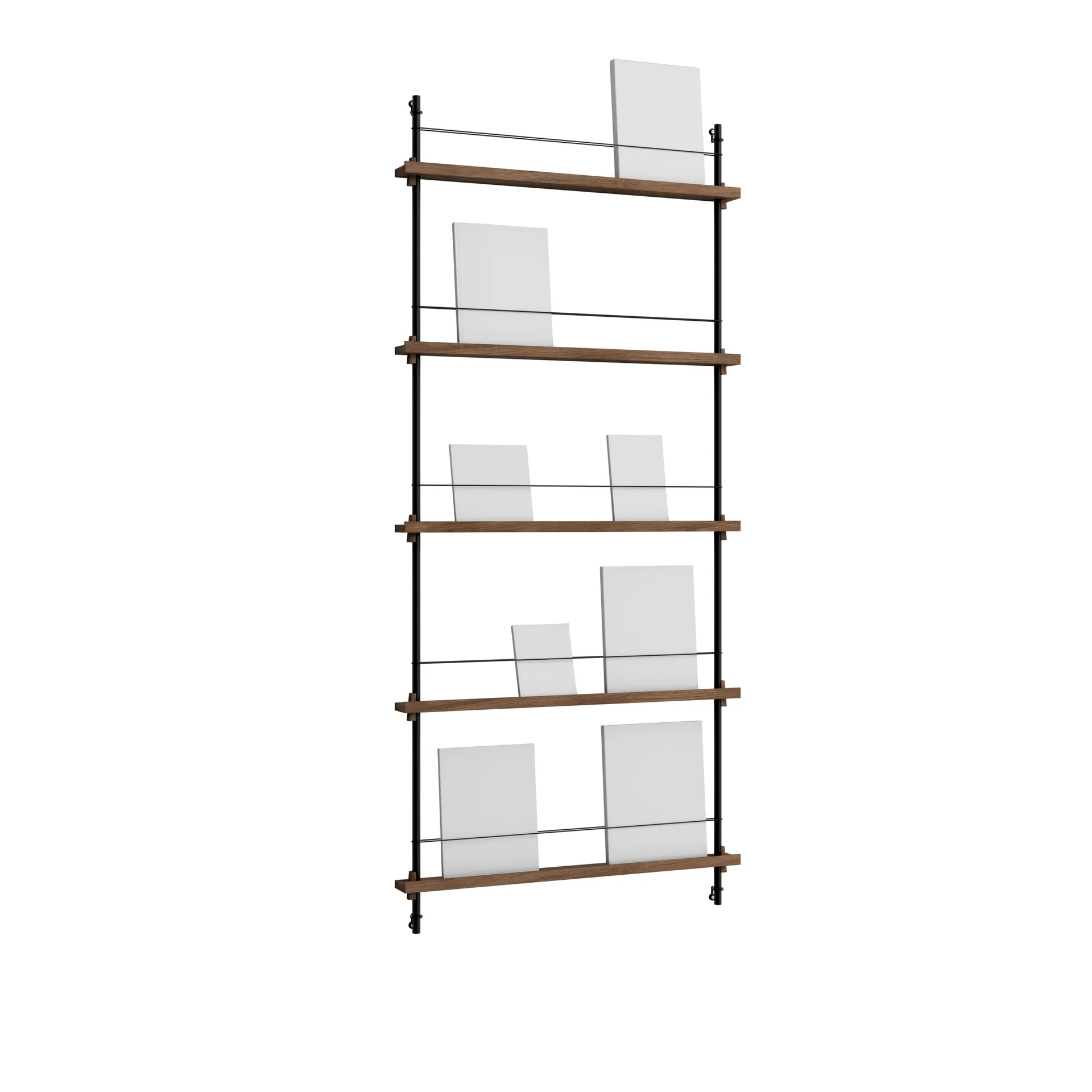 Porte-revues Magazine Shelving, Chêne fumé-black, 85x180x7 cm, MS.180.1 MOEBE