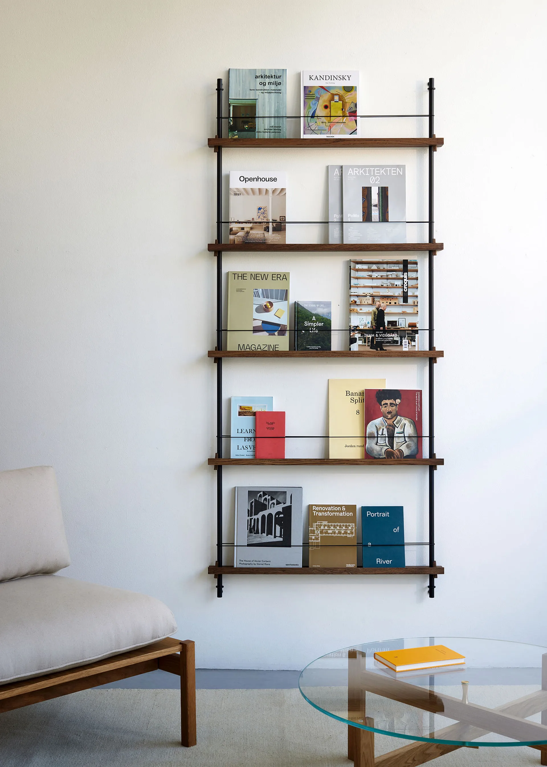 Porte-revues Magazine Shelving, Chêne fumé-white, 85x115x7 cm, MS.115.1 MOEBE