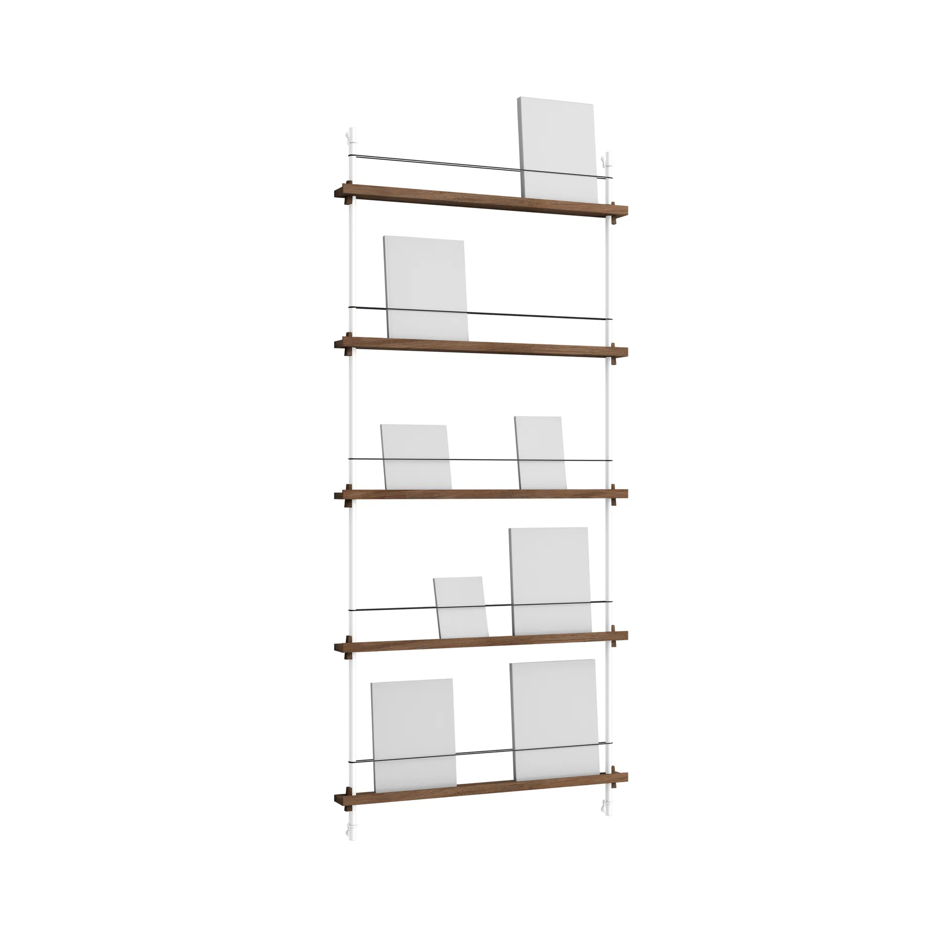 Porte-revues Magazine Shelving, Chêne fumé-white, 85x180x7 cm, MS.180.1 MOEBE