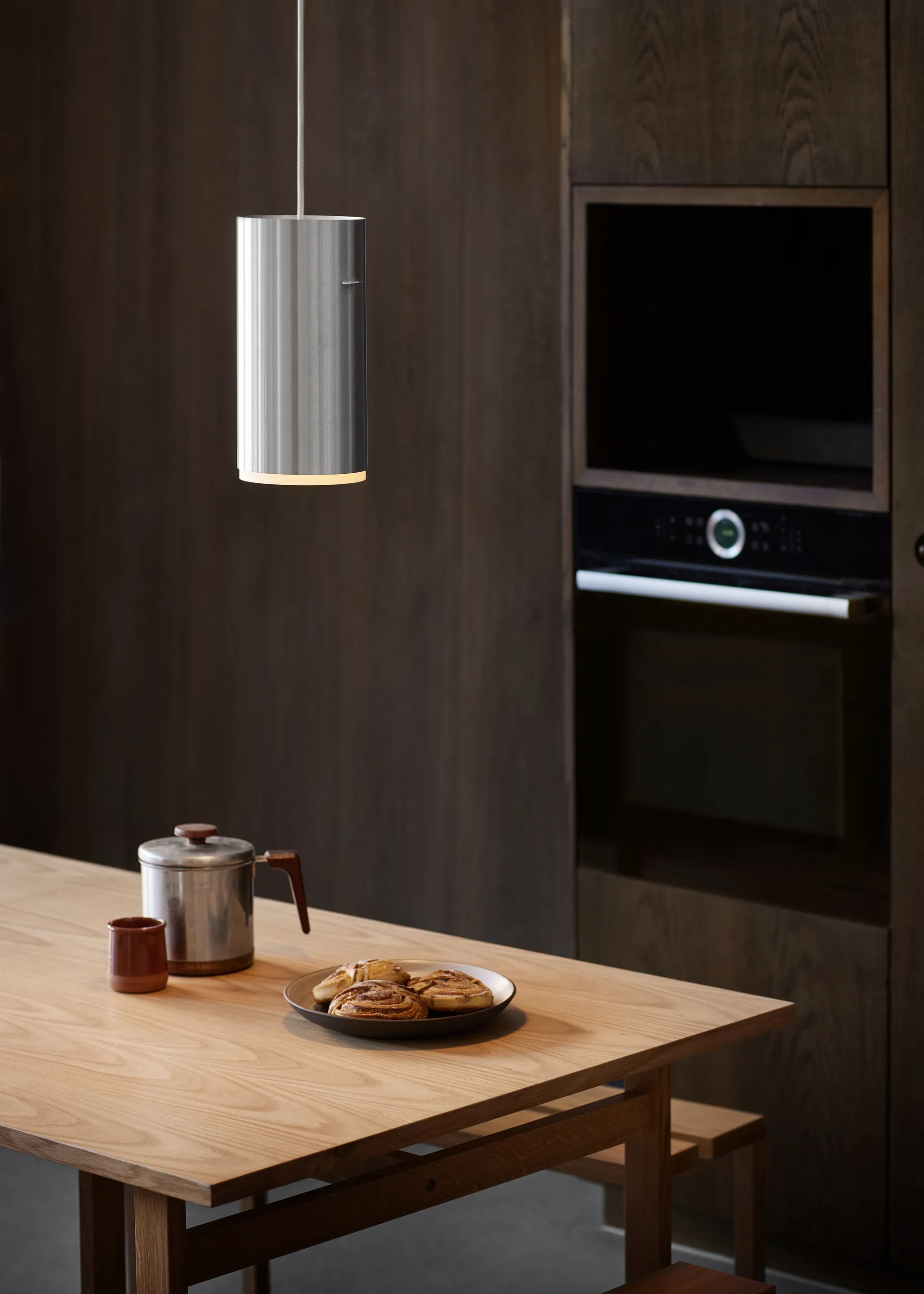 Suspension Moebe Tube large Ø 14 cm, Aluminium brossé MOEBE