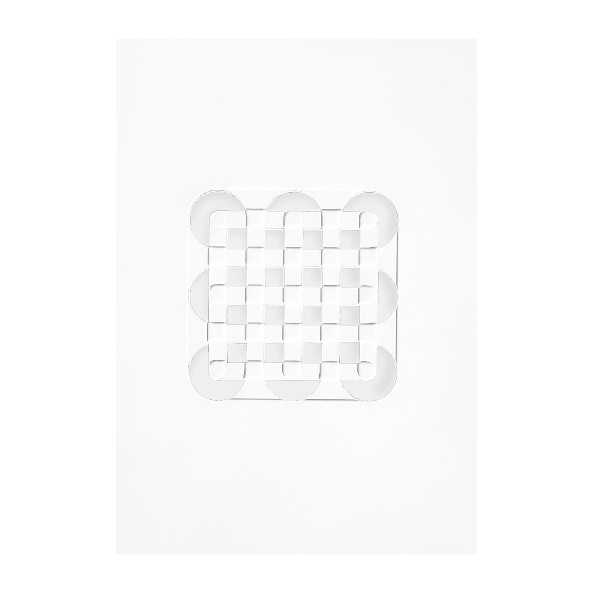 Œuvre d'art en relief cercles & carrés 14,8x21 cm, Blanc cassé MOEBE