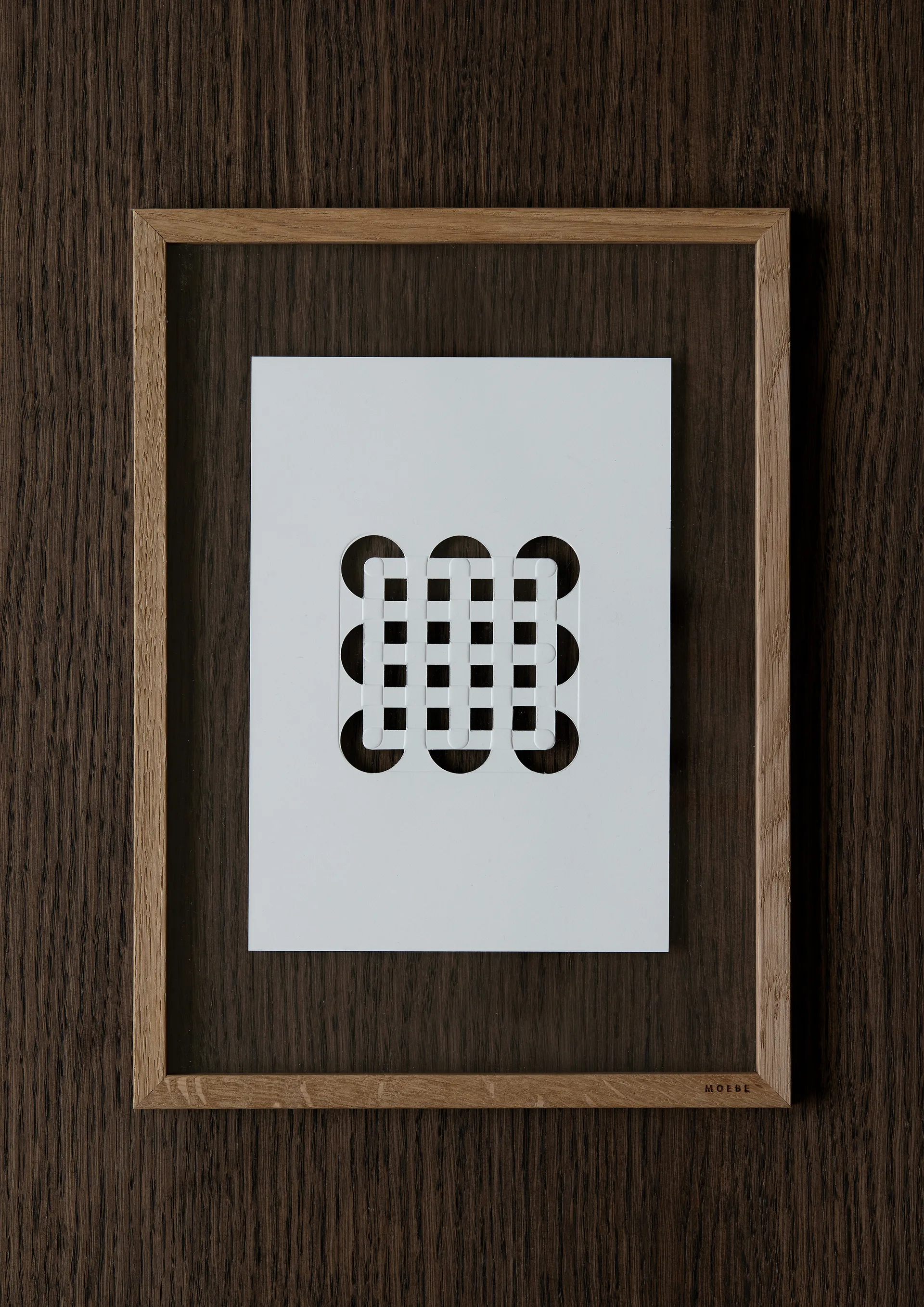 Œuvre d'art en relief cercles & carrés 14,8x21 cm, Blanc cassé MOEBE