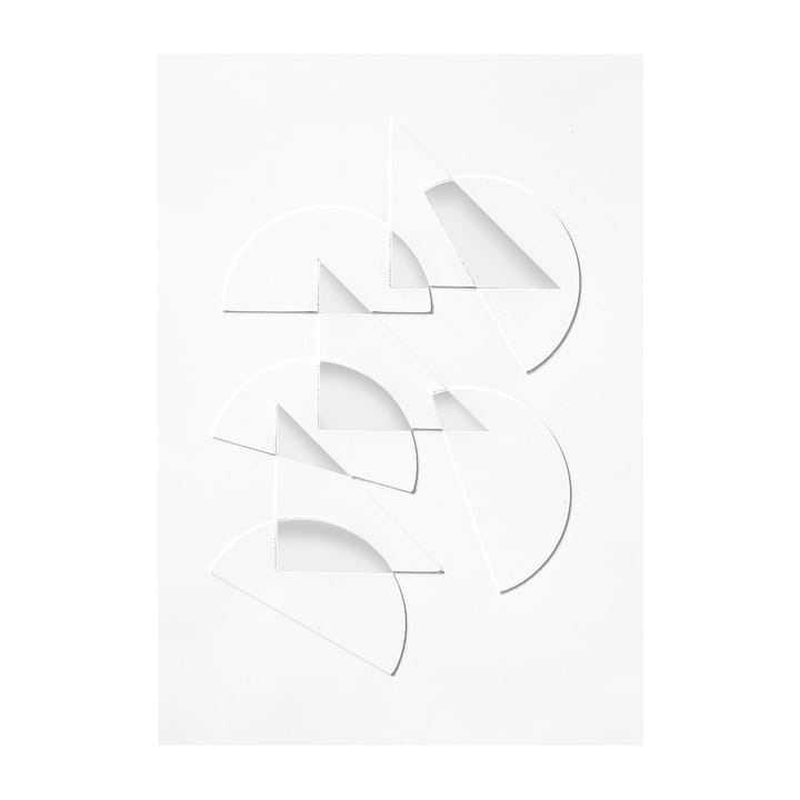 Œuvre d'art en relief demi-lunes & triangles 14,8x21 cm - Blanc cassé - MOEBE