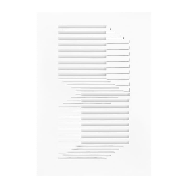 Œuvre d'art en relief lignes décalées 14,8x21 cm - Blanc cassé - MOEBE