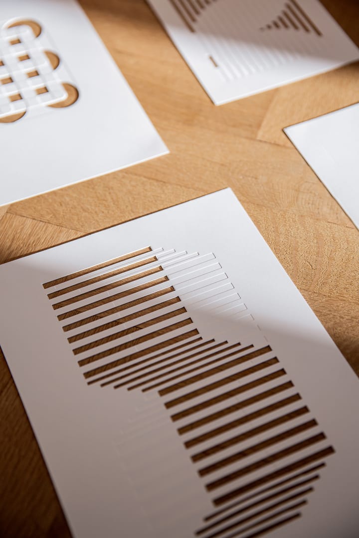Œuvre d'art en relief lignes décalées 29,7x42 cm, Blanc cassé MOEBE