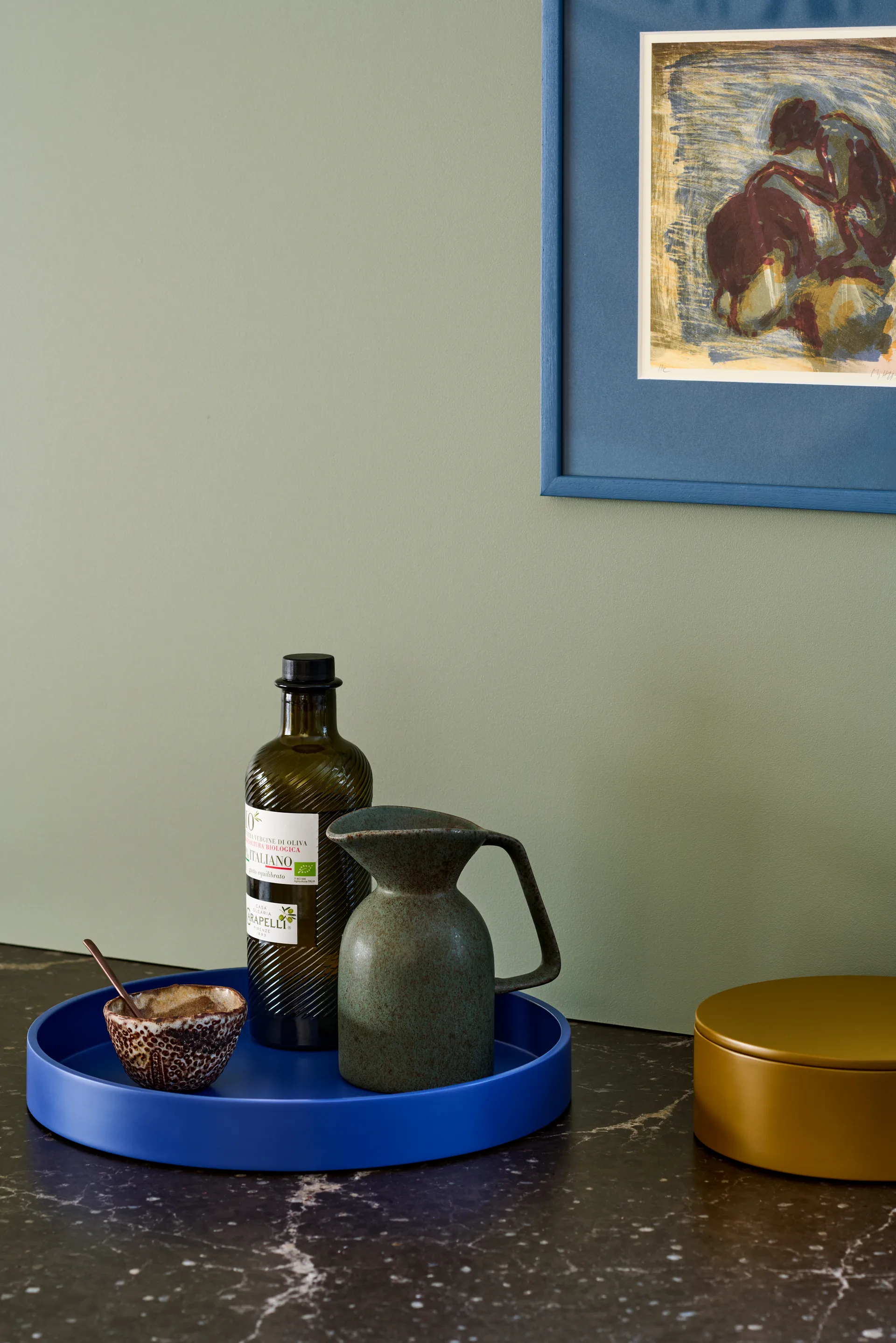 Plateau de décoration laqué Matt Ø30x4 cm, Ultramarina Mojoo