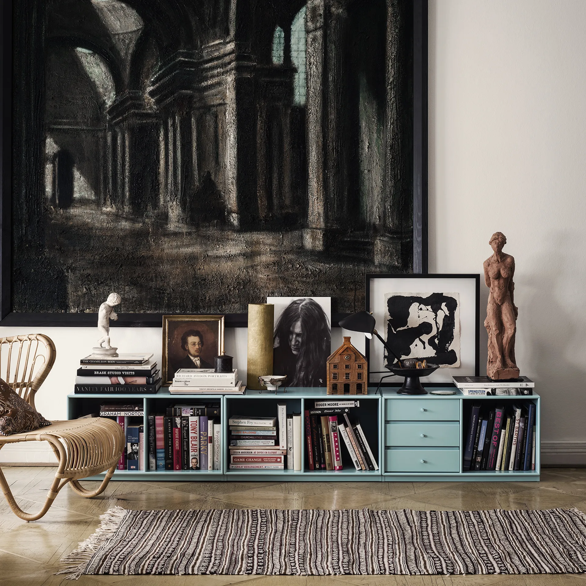 Étagères Rest, new white 101 plinthe, 3 tiroirs Montana