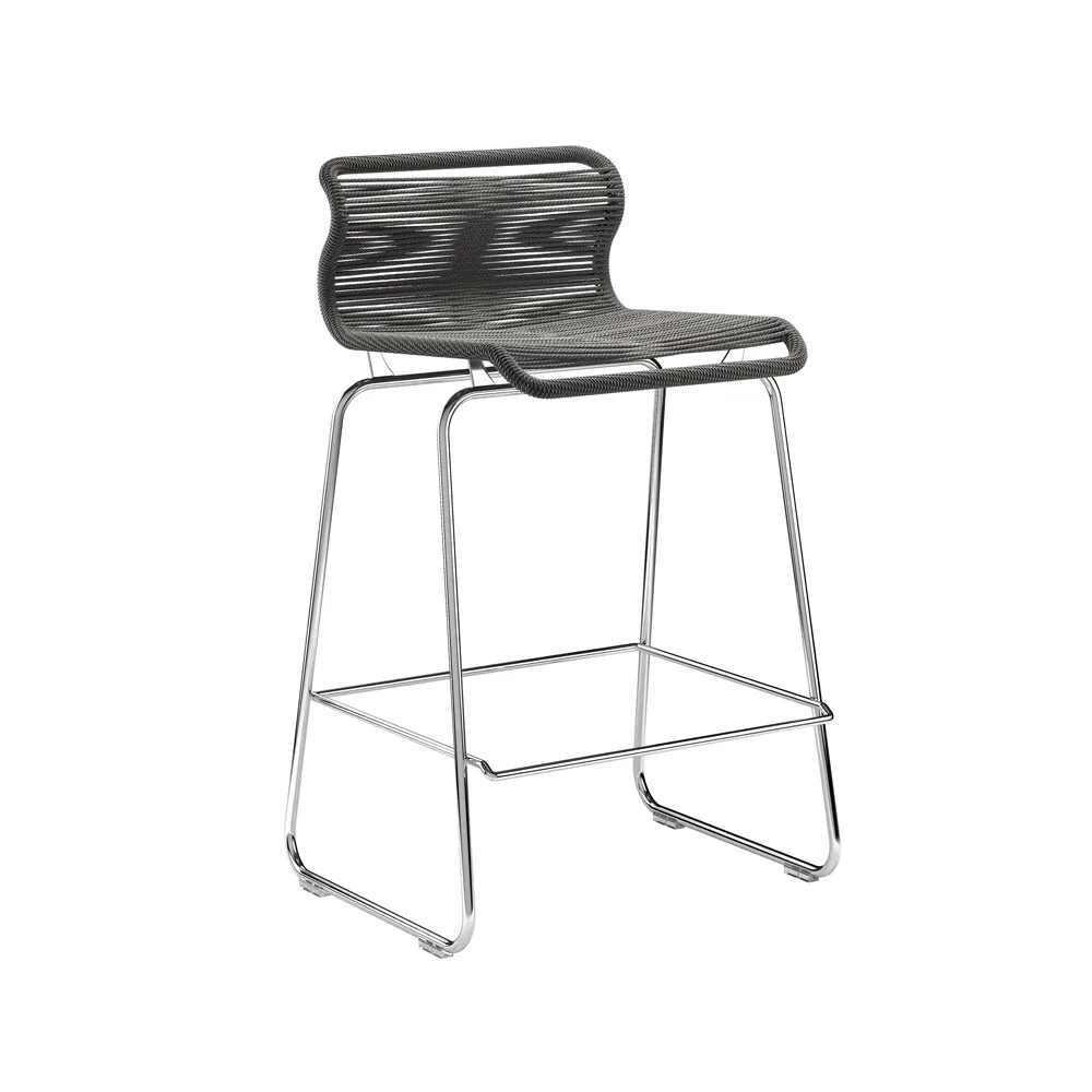 Tabouret de bar Panton One kitchen, noir, papier/acier inoxydable Montana