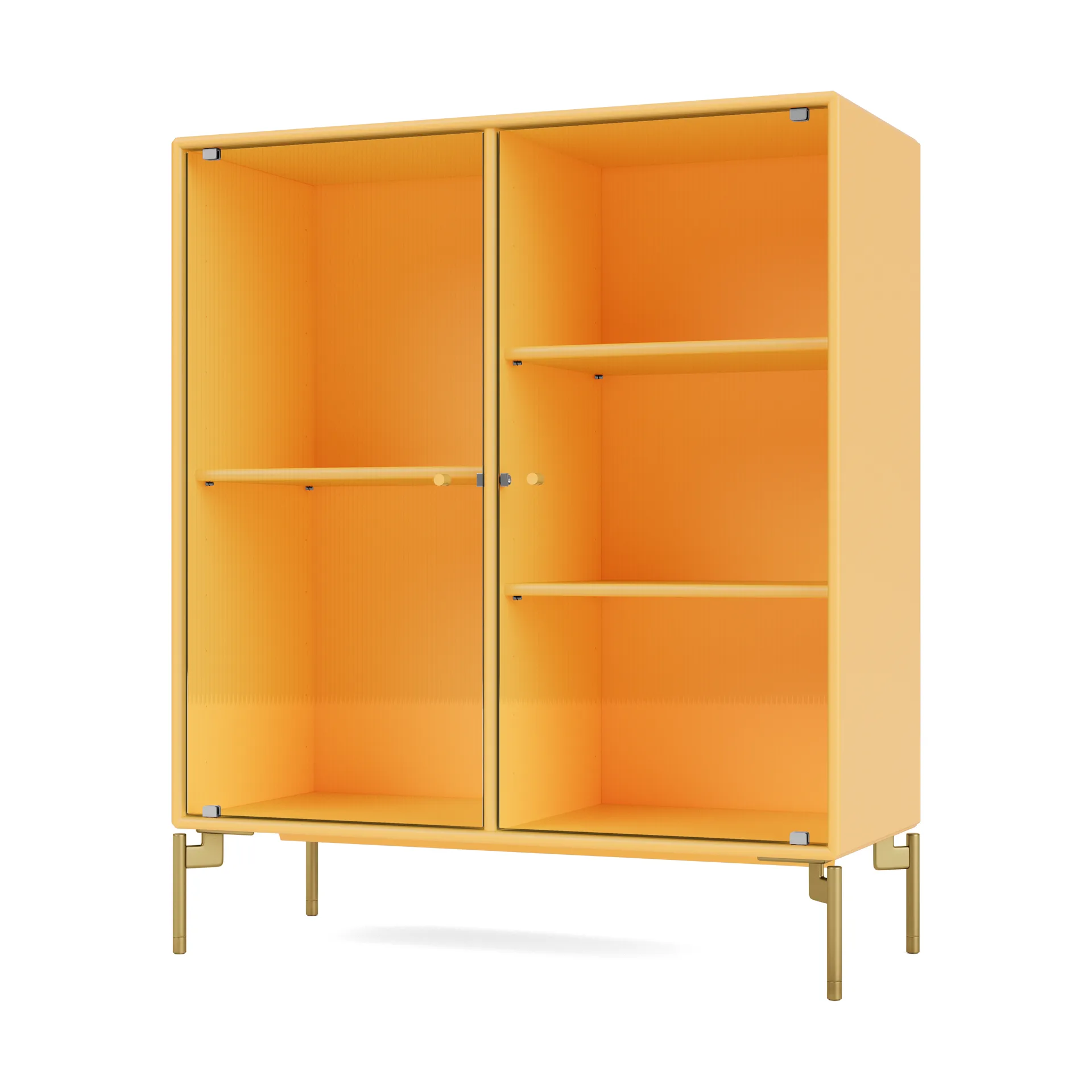 Vitrine Ripple II 69,6x82,2x30 cm, Acacia-pieds Brass Montana