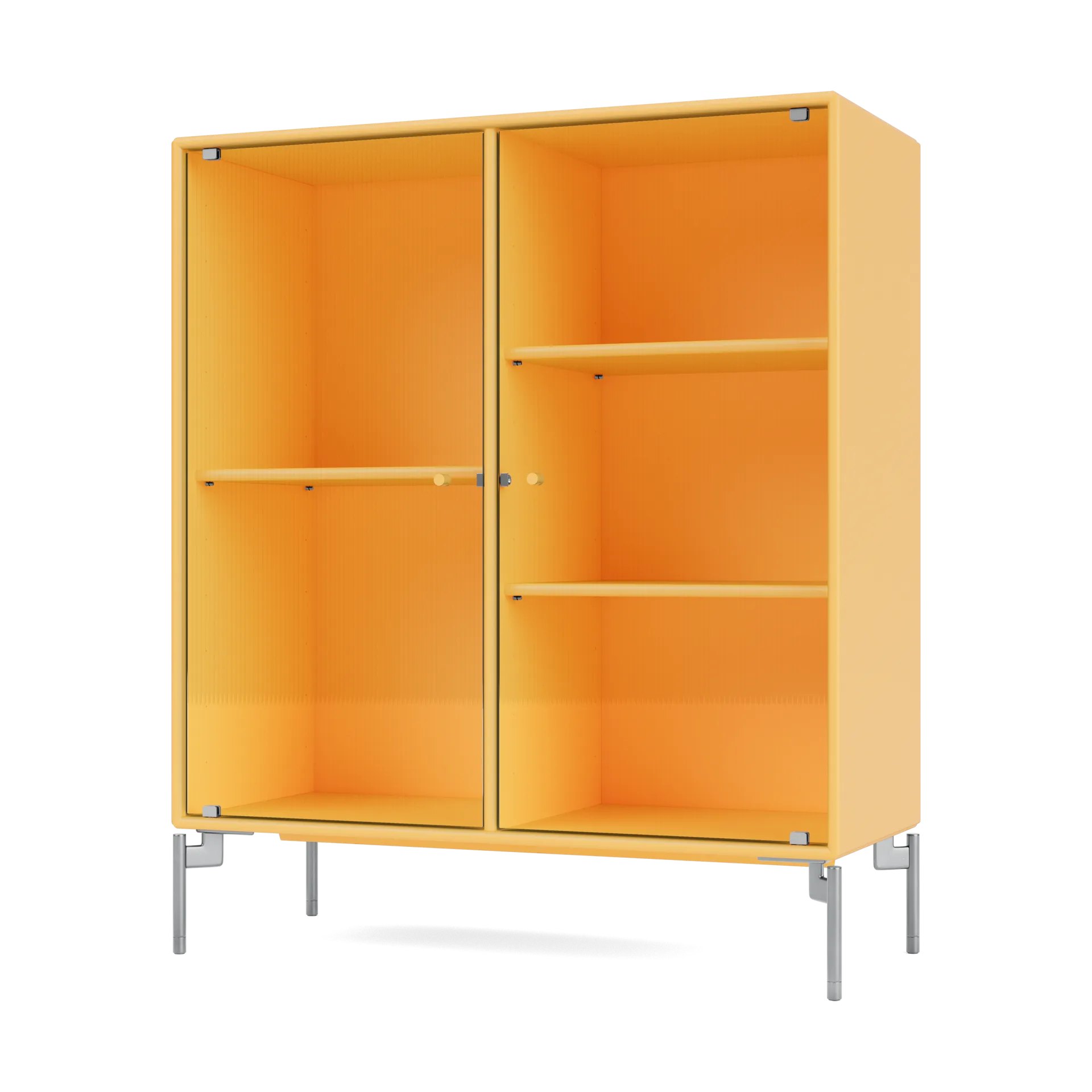 Vitrine Ripple II 69,6x82,2x30 cm, Acacia-pieds Chrome Montana
