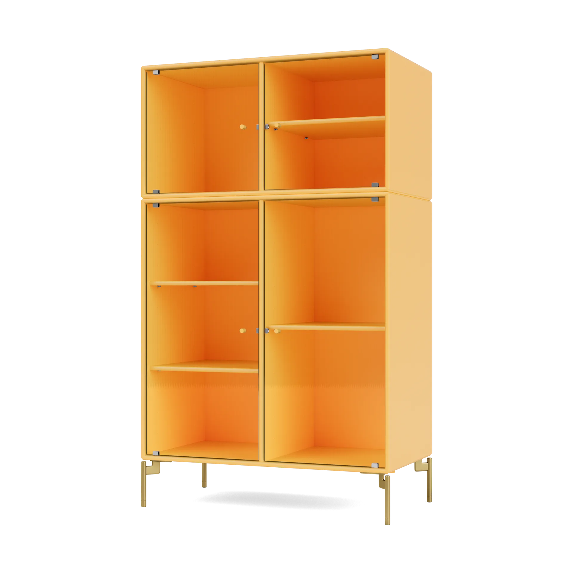 Vitrine Ripple III 69,6x117,6x38 cm, Acacia-pieds Brass Montana