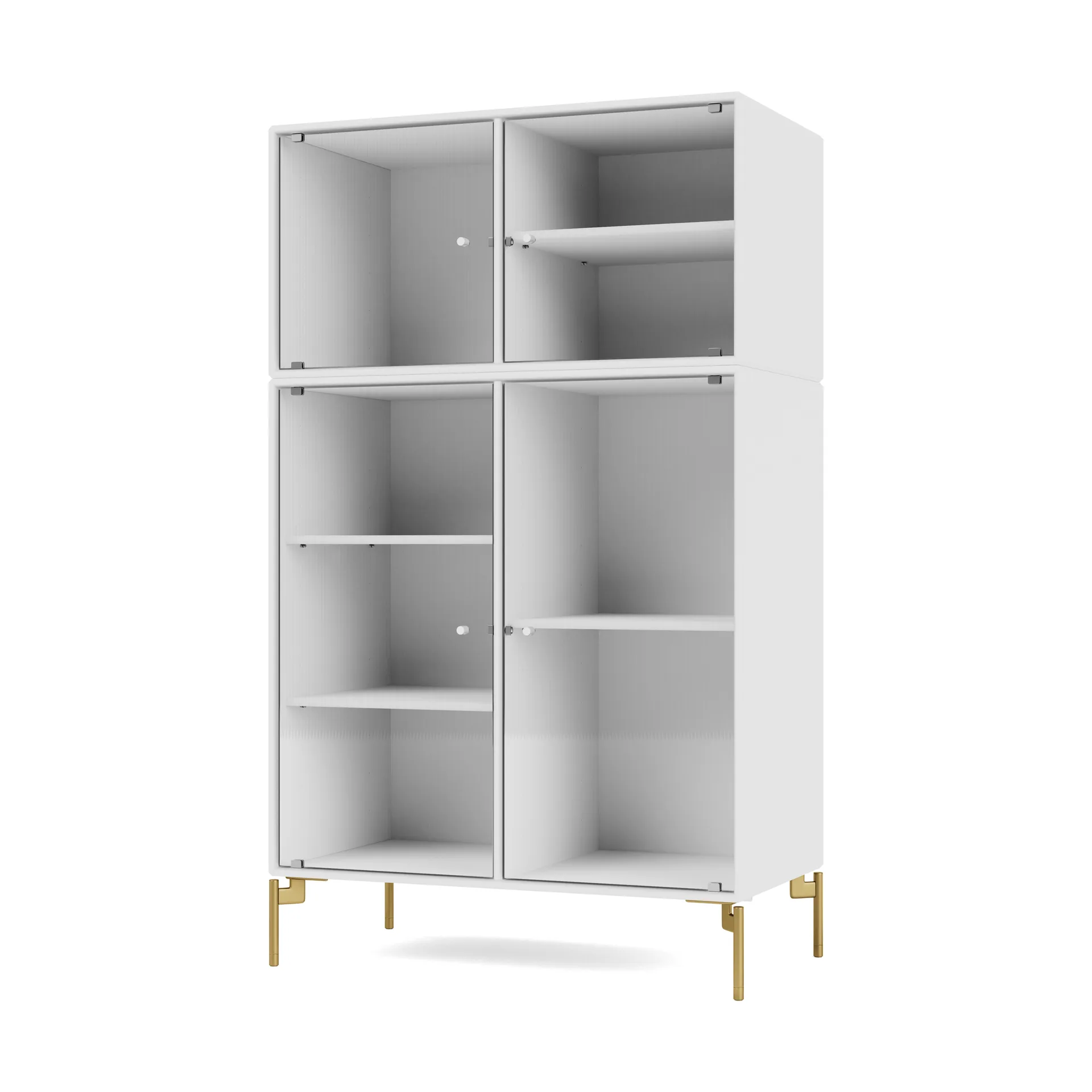 Vitrine Ripple III 69,6x117,6x38 cm, NewWhite-pieds Brass Montana