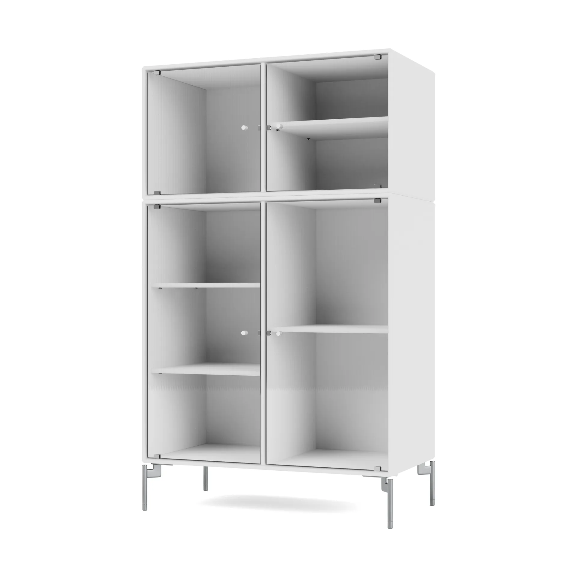 Vitrine Ripple III 69,6x117,6x38 cm, NewWhite-pieds Chrome Montana