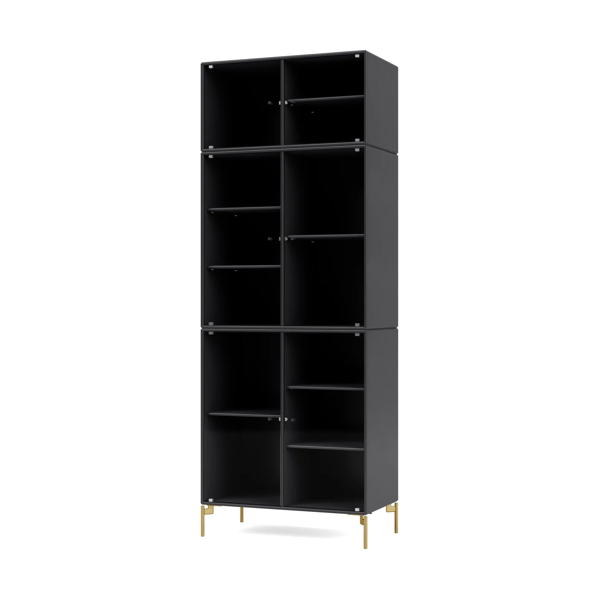 Vitrine Ripple IV 69,6x187,2x38 cm, Anthracite-pieds Brass Montana