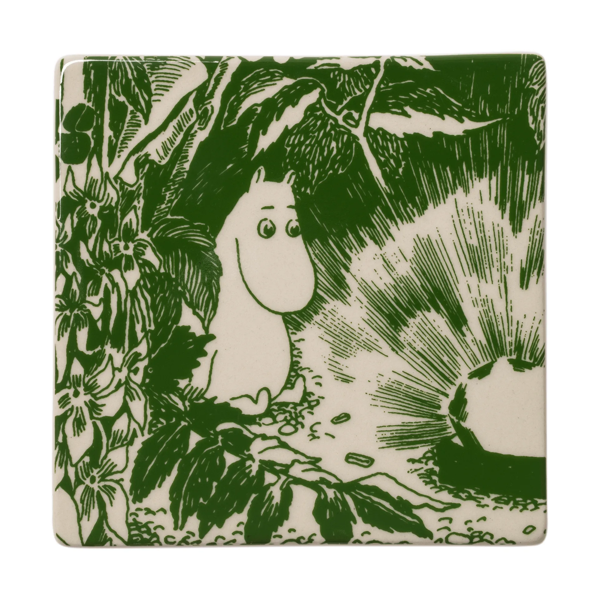 Dessous de verre Forêt mystérieuse Moomin, Vert, 10x10 cm, lot de 2 Moomin Arabia