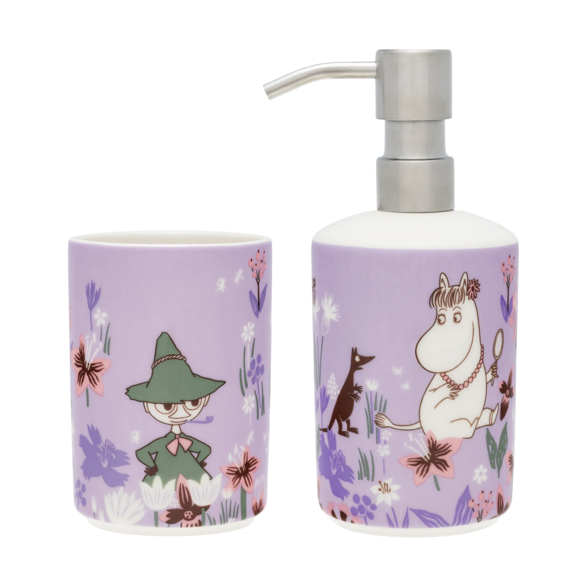 Distributeur de savon et porte-brosse à dents Mumin, Jardin de fleurs Moomin Arabia