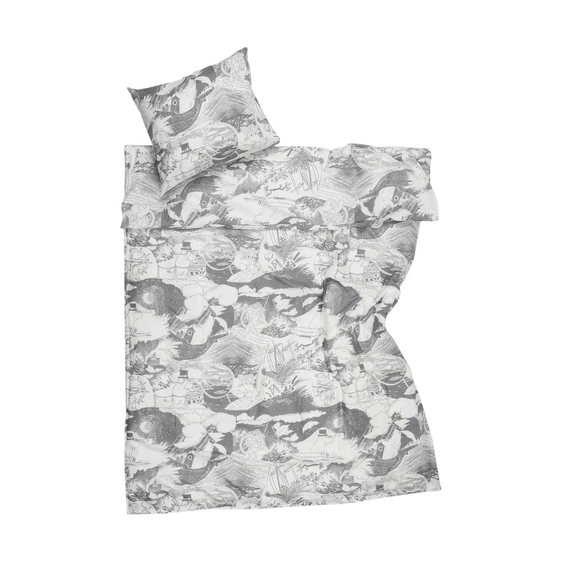 Ensemble de literie Moomin 150x210 cm, Segling, gris Moomin Arabia