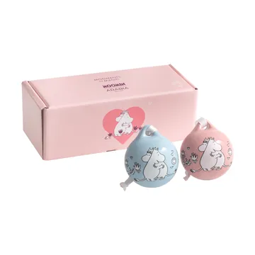 Kärlek boule de Noël Moomin - Rose-bleu, 5 cm, lot de 2 - Moomin Arabia