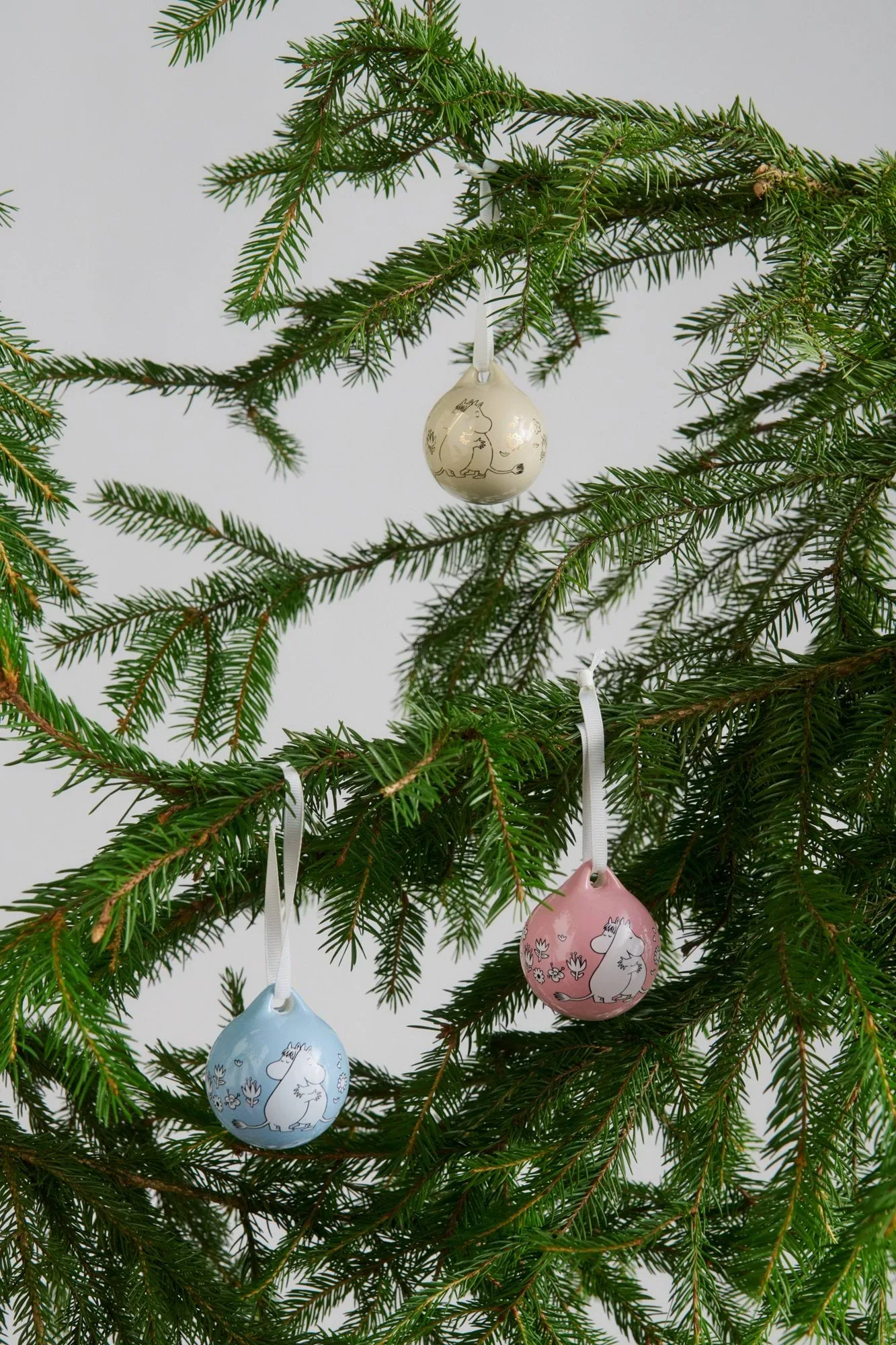 Kärlek boule de Noël Moomin, Rose-bleu, 5 cm, lot de 2 Moomin Arabia