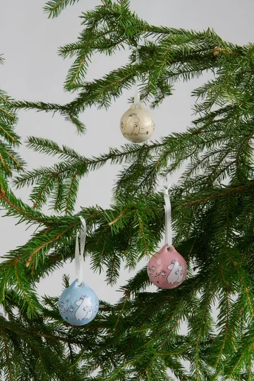 Kärlek boule de Noël Moomin - Rose-bleu, 5 cm, lot de 2 - Moomin Arabia